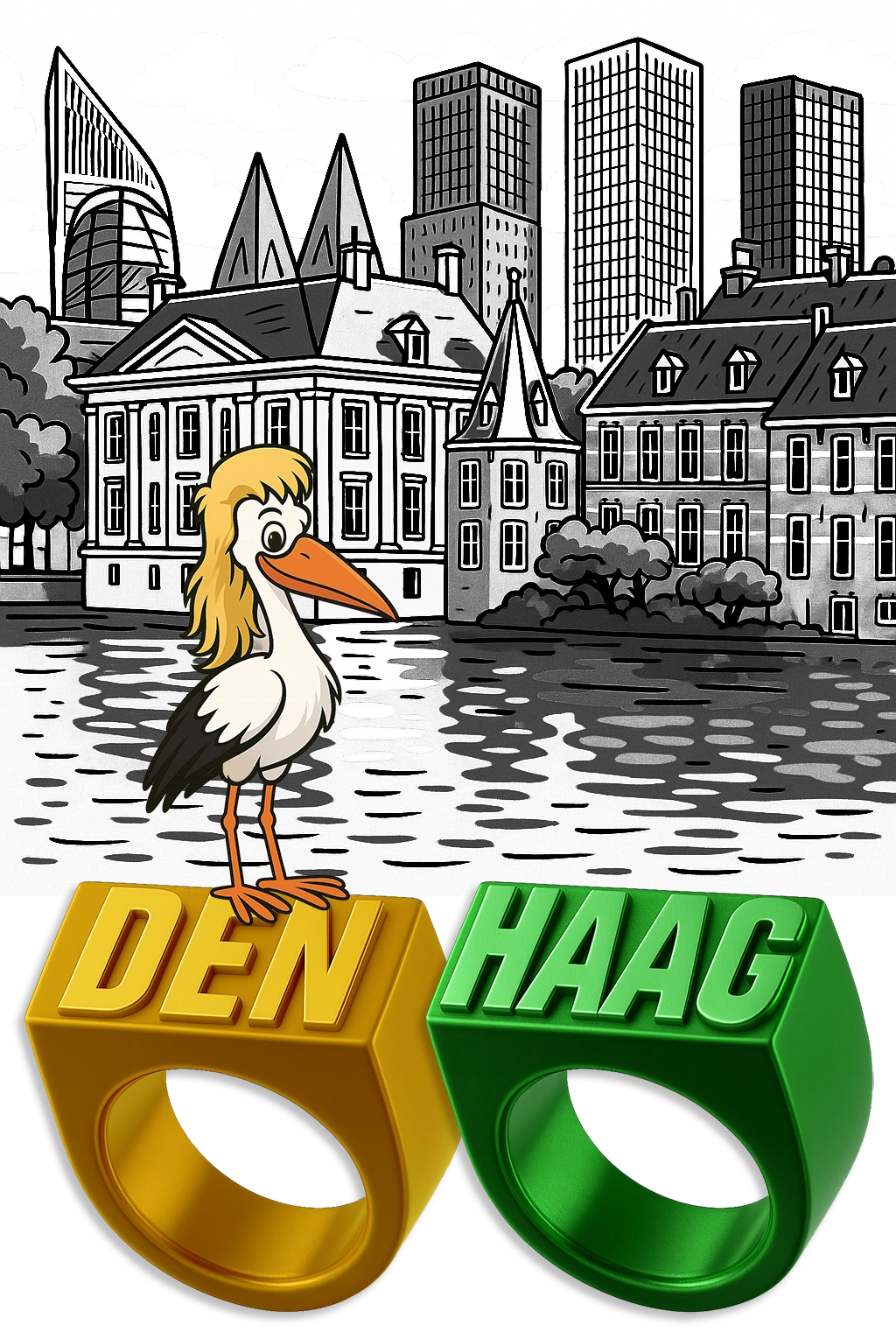 De groen gele stad met een mat
